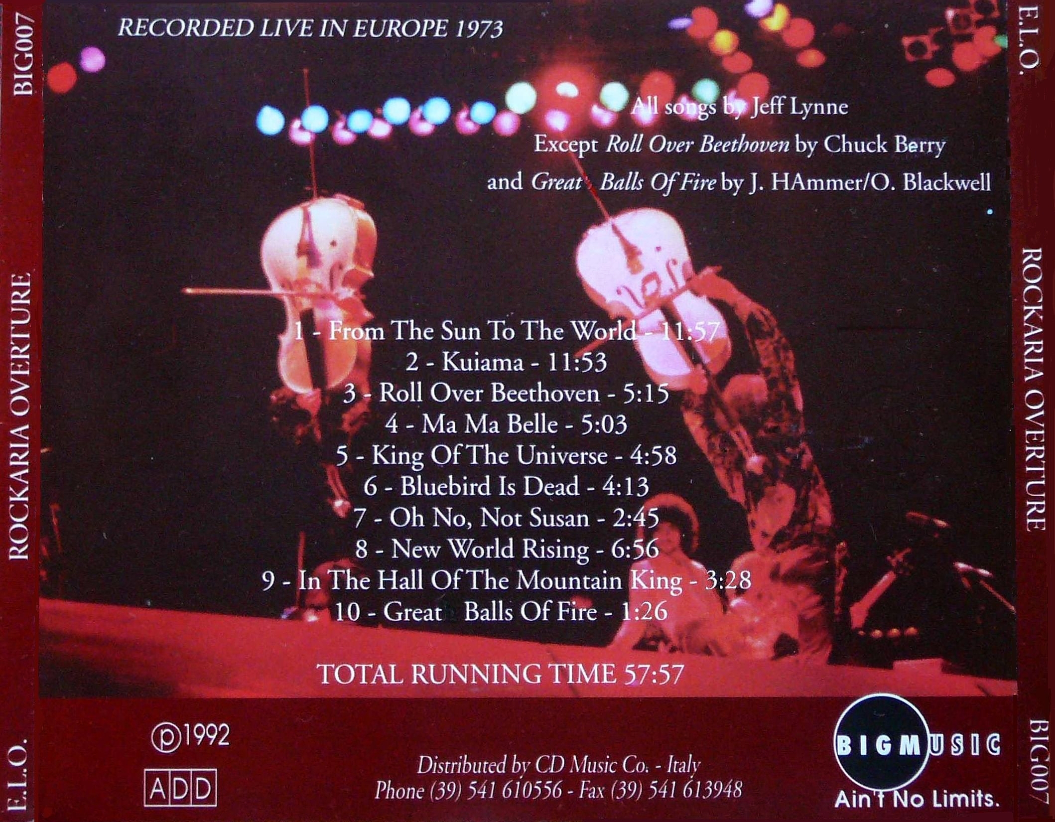 Electric Light Orchestra  Live In Europe Rockaria Overture : Back
